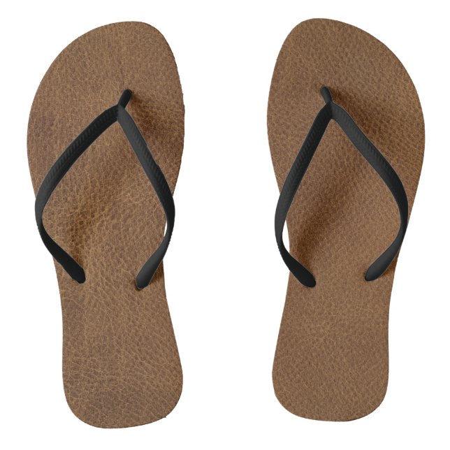 Brown Leather Texture Print Jandals (Footbed)