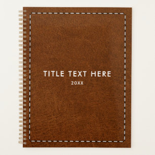 Brown Leather Texture & Stitching Planner