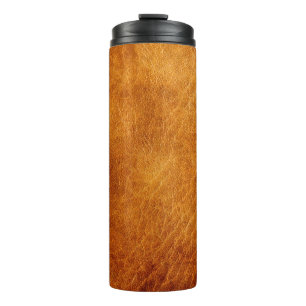 Brown leather texture thermal tumbler