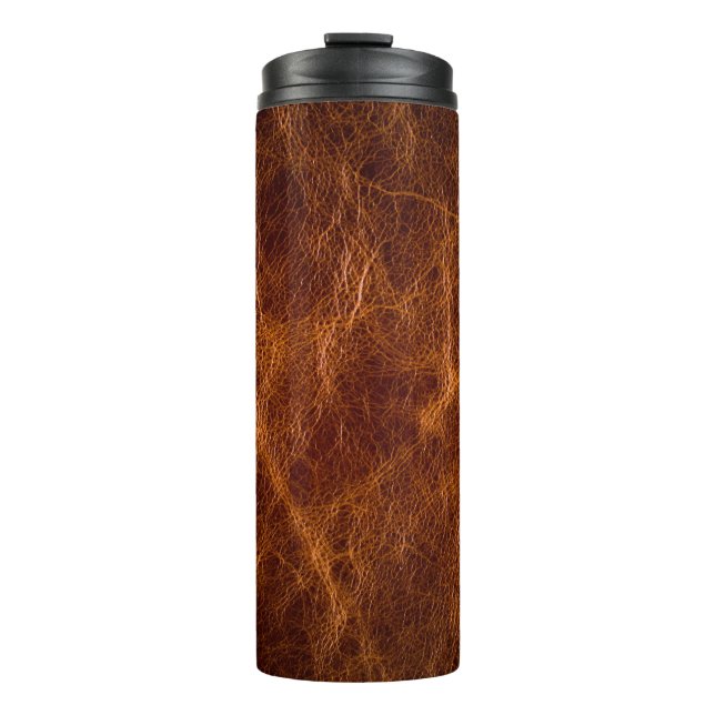Brown leather textureleather,texture,background,ar thermal tumbler (Front)