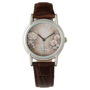Brown leather "Timeless Elegance" watch with a cla