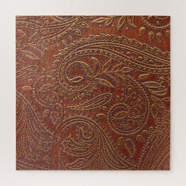 Brown leather, tooled floral pattern. jigsaw puzzle (Vertical)