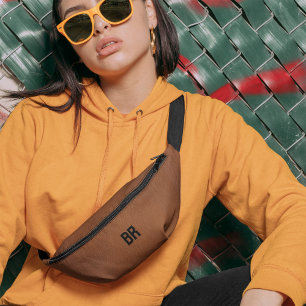 Brown Leather Vintage Old Simple Monogram Bum Bags