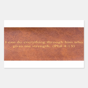 Brown leather with bible verse rectangular sticker