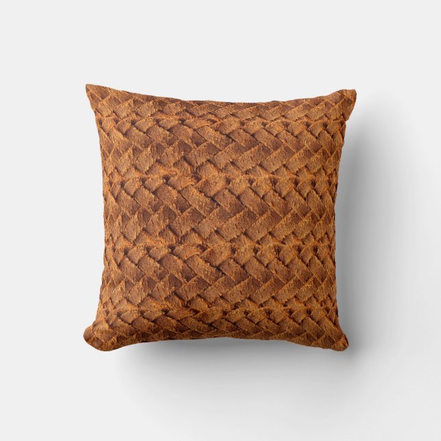 Brown leather woven backgroundleather,brown,backgr cushion (Front)