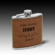 Brown Leatherette Engraved Flask Gift Set