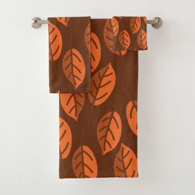 Brown leaves  bath towel set (Insitu)