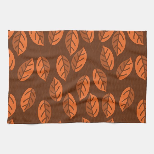 Brown leaves tea towel (Horizontal)