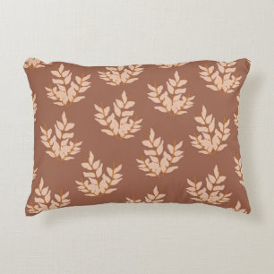 Brown Leaves Vintage Line Leaf Pattern  Decorative Cushion