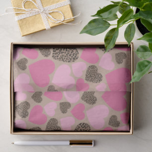 Brown Leopard and Pink Hearts Party Tissue Paper