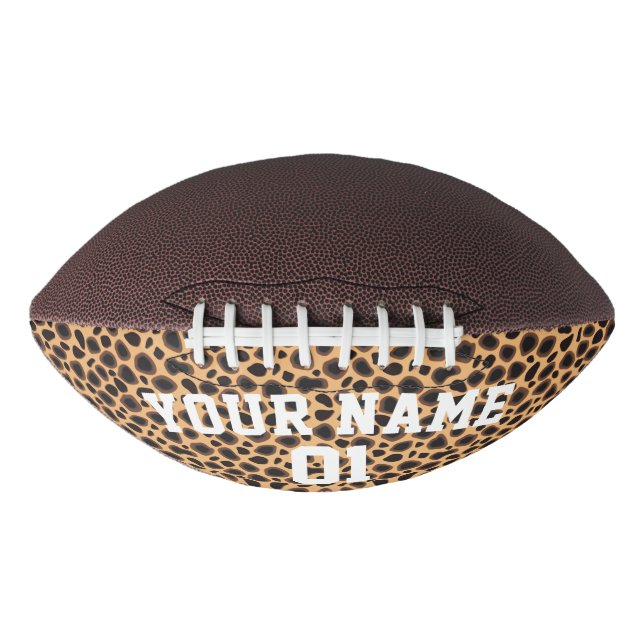 Brown Leopard Animal Print Personalised Football (Front)