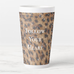 Brown Leopard Animal Print Sparkle Latte Mug