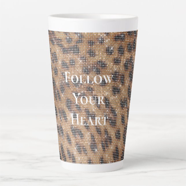 Brown Leopard Animal Print Sparkle Latte Mug (Front)