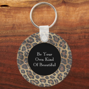 Brown Leopard Animal Sparkle Key Ring
