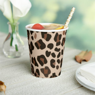 Brown Leopard Pattern Jungle Animal Safari Paper Cups