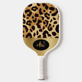 Brown Leopard Print Electronics Bag Pickleball Paddle