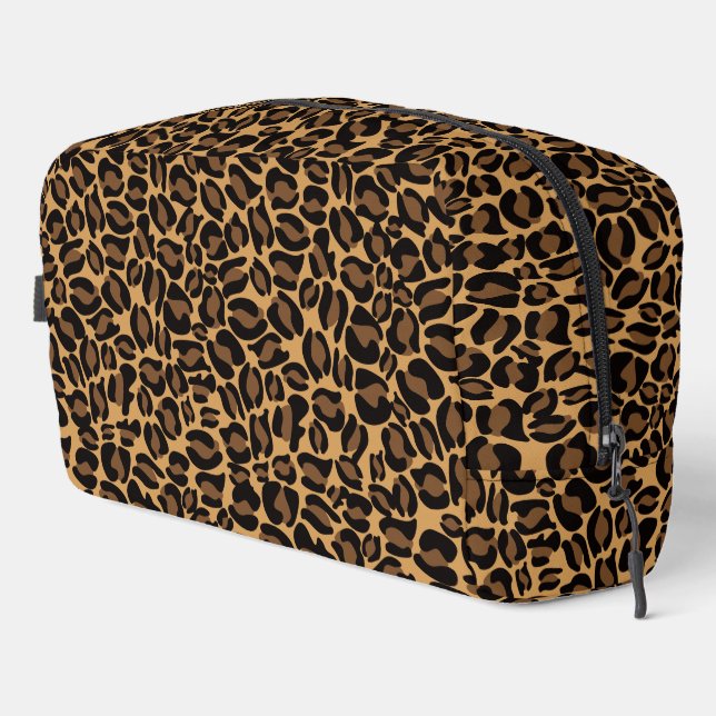 Brown Leopard Print Pattern Safari Jungle Dopp Kit (Right Corner)