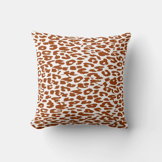 Brown Leopard Print Skin Fur Cushion (Front)
