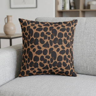 Brown Leopard Print Throw Pillow