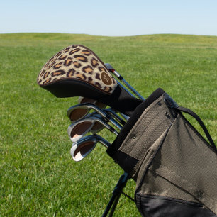 Brown Leopard Spots, Realistic Animal Fur Print Golf Head Cover