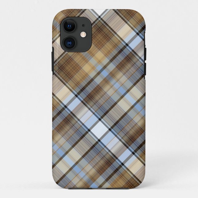 Brown, light blue and white tartan design Case-Mate iPhone case (Back)