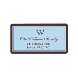 Brown & Light Blue Classic Border Label