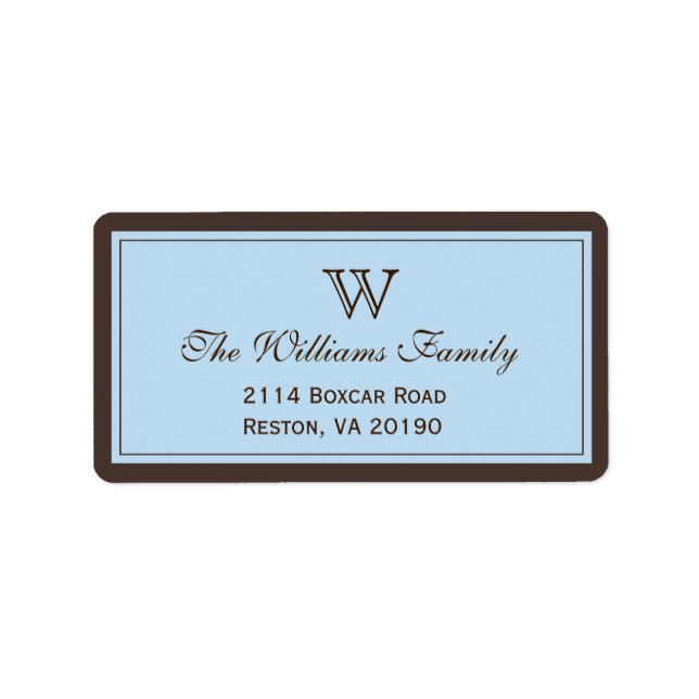 Brown & Light Blue Classic Border Label (Front)