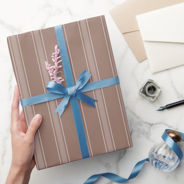 Brown & Light Brown Stripes Wrapping Paper (Gifting)