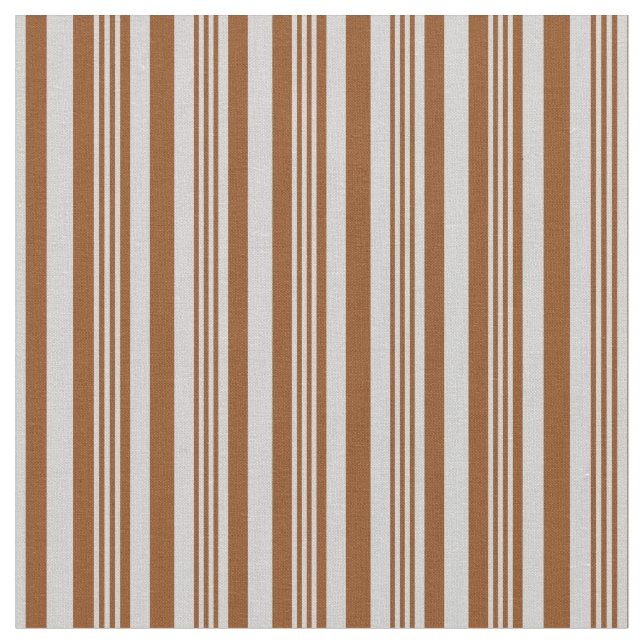 Brown & Light Grey Coloured Stripes/Lines Pattern Fabric (Close Up)