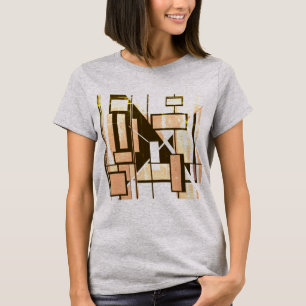 Brown Light Orange Geometric Boxes MCM-inspired T-Shirt
