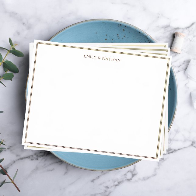 Brown Line Border Couple Wedding Engagement Custom Card (Creator Uploaded)
