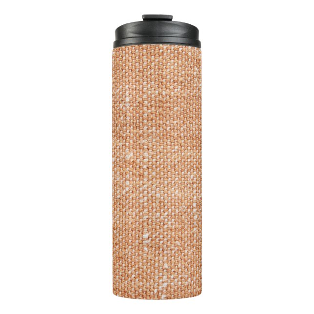 Brown Linen Canvas Texture Background Thermal Tumbler (Front)