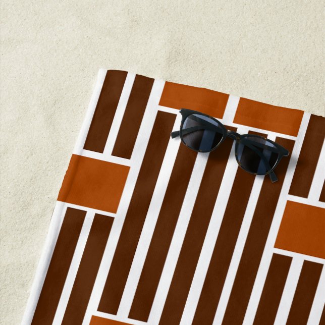 Brown Lines and Boxes  Beach Towel (In Situ)