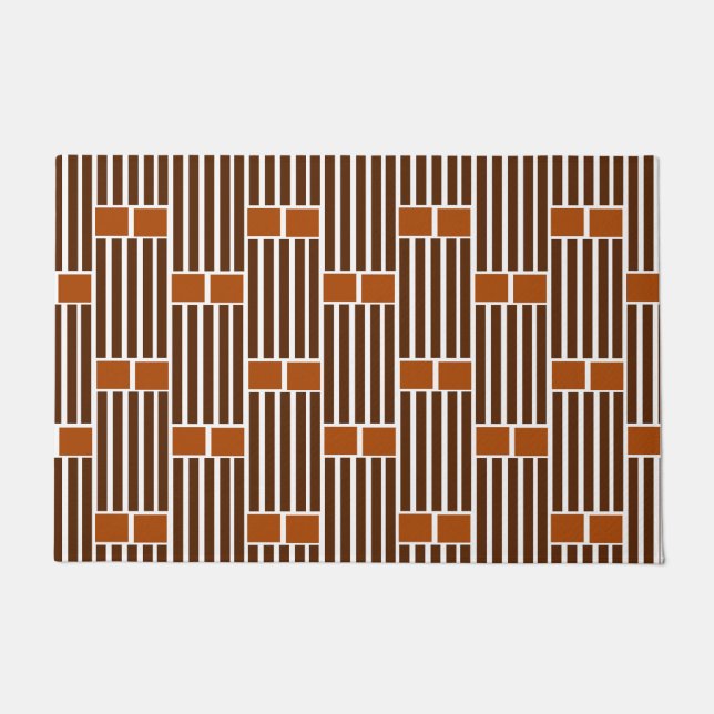 Brown Lines and Boxes  Doormat (Front)