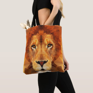 Brown Lion Head All Over Print Tote Bag
