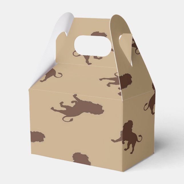 Brown lion silhouette favour box (Front Side)