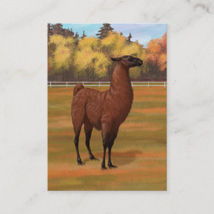 Brown Llama in Autumn Farm Pasture Business Card