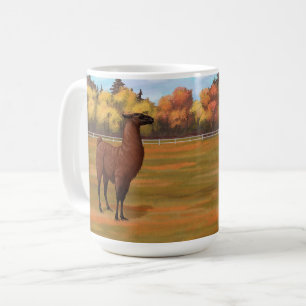 Brown Llama in Autumn Farm Pasture Coffee Mug