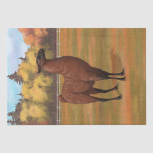 Brown Llama in Autumn Farm Pasture Tissue Paper