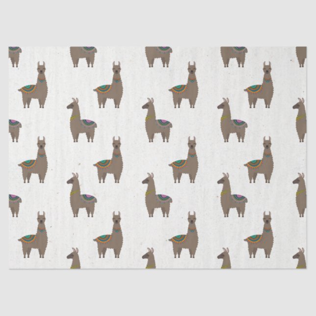 Brown Llamas on White Decoupage Tissue Paper (Front)