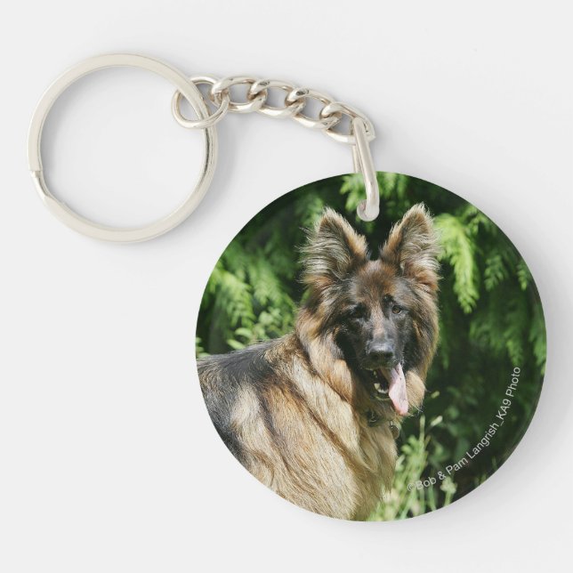 Brown Long Haired German Shepherd 1 Key Ring (Front)