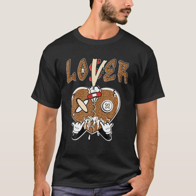 Brown Loser Lover Drip Heart Matching Tee For Men  (Front)