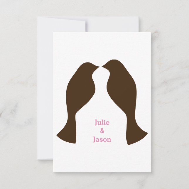 Brown Love Birds - RSVP Card (Front)