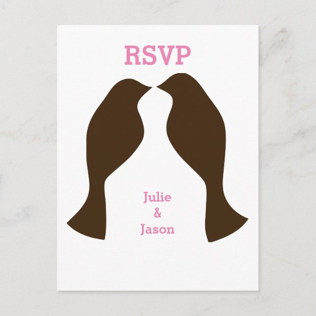 Brown Love Birds - RSVP Post Card (Front)