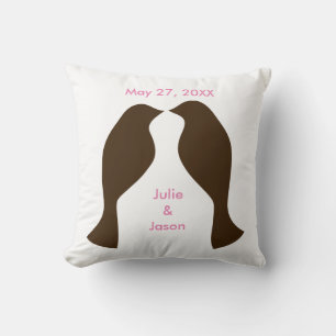 Brown Love Birds - Square Pillow