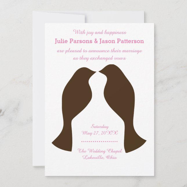Brown Love Birds - Wedding Announcement (Back)