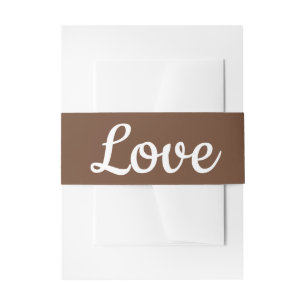 Brown Love Fall Wedding Bridal Shower Minimalist Invitation Belly Band