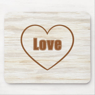 Brown Love Heart Mouse Pad