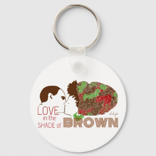 BROWN LOVE in GREEN & RED Key Ring