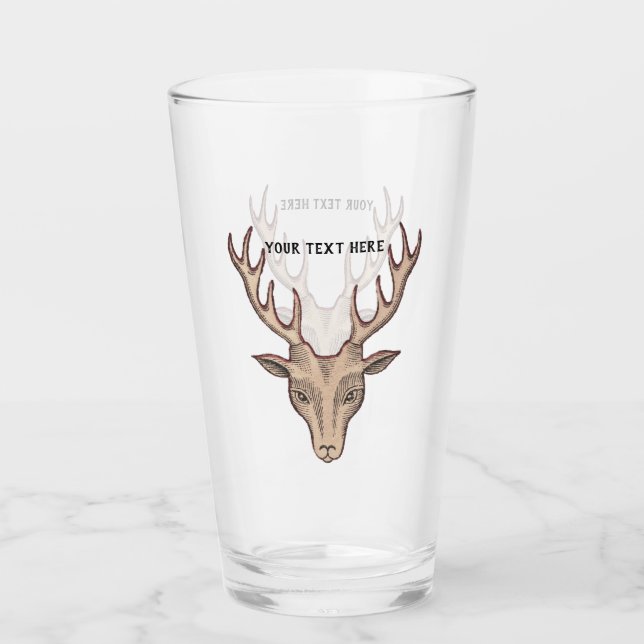 Brown Male Trophy Deer Head Large Antlers Glass (Front)